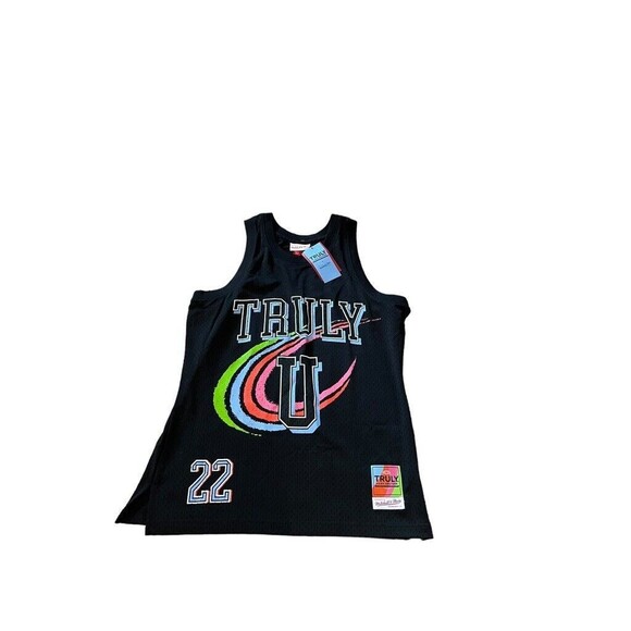 Mitchell & Ness Truly U Men's Mesh Basketball Jersey Seltzer Size Medium Black - Picture 1 of 8